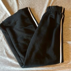 wide leg pants black with white stripes